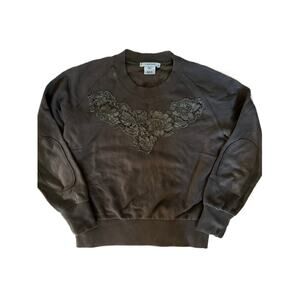 Carven cotton Forest green sweatshirt with embroidery and elbow pads - Small